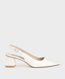 メタリックアクセント スリングバックパンプス / Metallic Accent Slingback Pumps
