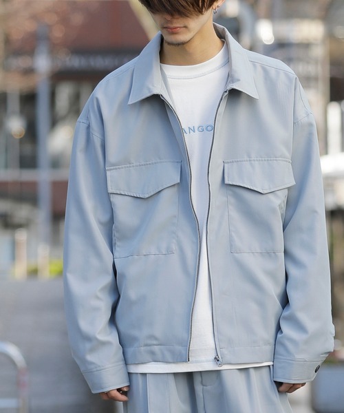 Beno(ビーノ)の「P/ライトツイル G-8タイプ ルーズシルエット ブルゾン(ブルゾン・メンズ・ブラック/ベージュ/ダークブルー/グレイッシュブルー/テラコッタ・M/L)」の2枚目の写真