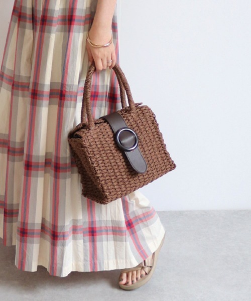 MIAN （ミアン）の「ボックス型バックル付きかごトートバッグ（かご