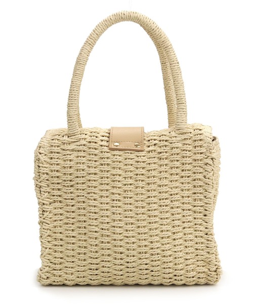 クリスタルバックル付きかごバッグ MIAN （ミアン）の「ボックス型バックル付きかごトートバッグ（かご