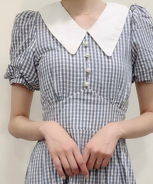 Voyage titty&Co.PETIT（ボヤージュティティアンドコープチ）の「【Voyage titty&Co.】サッカーチェックワンピース（ワンピース・レディース・ライトブルー/イエロー/グリーン・SMALL/MEDIUM）」の6枚目の写真