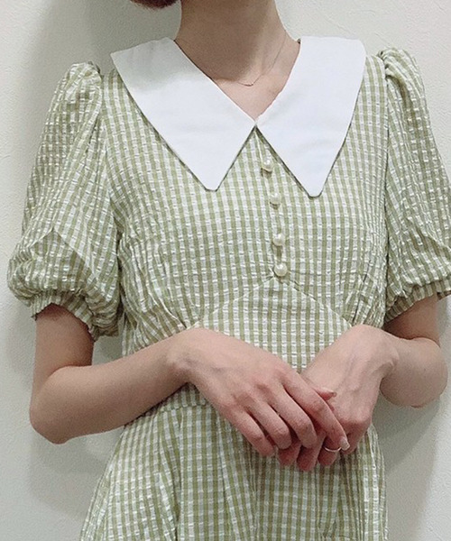 Voyage titty&Co.PETIT（ボヤージュティティアンドコープチ）の「【Voyage titty&Co.】サッカーチェックワンピース（ワンピース・レディース・ライトブルー/イエロー/グリーン・SMALL/MEDIUM）」の11枚目の写真