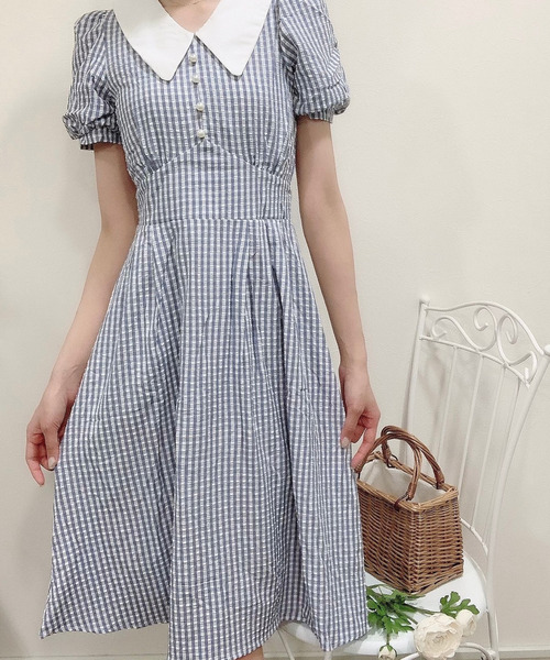 Voyage titty&Co.PETIT（ボヤージュティティアンドコープチ）の「【Voyage titty&Co.】サッカーチェックワンピース（ワンピース・レディース・ライトブルー/イエロー/グリーン・SMALL/MEDIUM）」の4枚目の写真