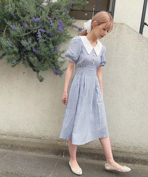 Voyage titty&Co.PETIT（ボヤージュティティアンドコープチ）の「【Voyage titty&Co.】サッカーチェックワンピース（ワンピース・レディース・ライトブルー/イエロー/グリーン・SMALL/MEDIUM）」の9枚目の写真