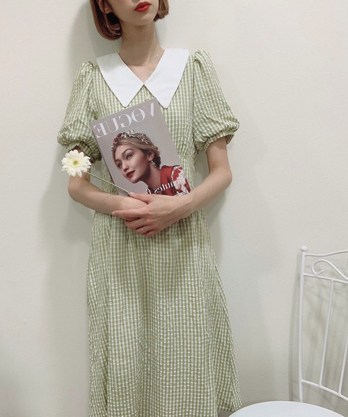 Voyage titty&Co.PETIT（ボヤージュティティアンドコープチ）の「【Voyage titty&Co.】サッカーチェックワンピース（ワンピース・レディース・ライトブルー/イエロー/グリーン・SMALL/MEDIUM）」の15枚目の写真