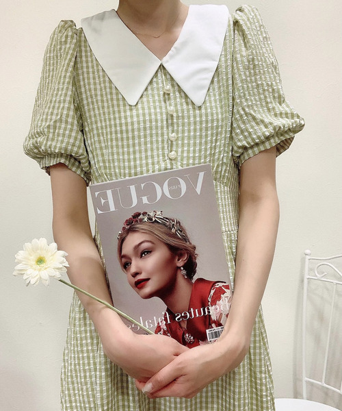 Voyage titty&Co.PETIT（ボヤージュティティアンドコープチ）の「【Voyage titty&Co.】サッカーチェックワンピース（ワンピース・レディース・ライトブルー/イエロー/グリーン・SMALL/MEDIUM）」の7枚目の写真