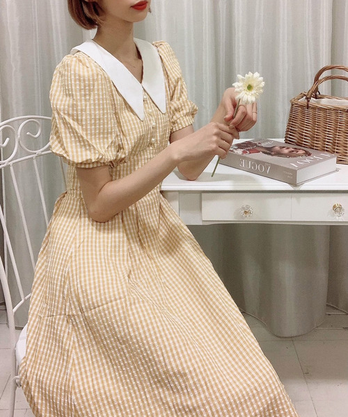 Voyage titty&Co.PETIT（ボヤージュティティアンドコープチ）の「【Voyage titty&Co.】サッカーチェックワンピース（ワンピース・レディース・ライトブルー/イエロー/グリーン・SMALL/MEDIUM）」の5枚目の写真