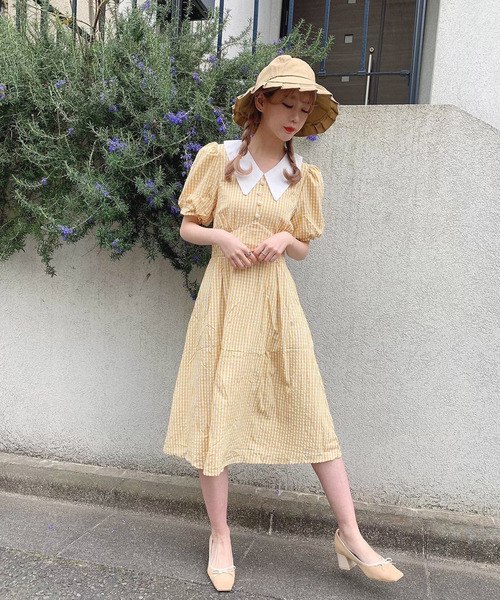 Voyage titty&Co.PETIT（ボヤージュティティアンドコープチ）の「【Voyage titty&Co.】サッカーチェックワンピース（ワンピース・レディース・ライトブルー/イエロー/グリーン・SMALL/MEDIUM）」の16枚目の写真