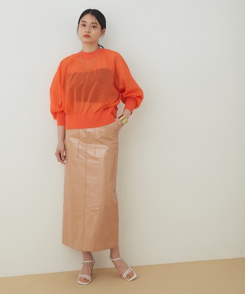 ADAM ET ROPE'（アダムエロペ）の「ラミネートスカート（スカート・レディース・ベージュ/オレンジ/グリーン・38/36）」の15枚目の写真