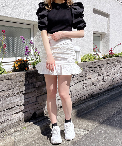 Crea titty&Co. PETIT（クレアティティーアンドコープチ）の「【Crea titty&Co.PETIT】Crea パワショル切替えトップス（ニット/セーター・レディース・オフホワイト/ブラック・FREE）」の5枚目の写真