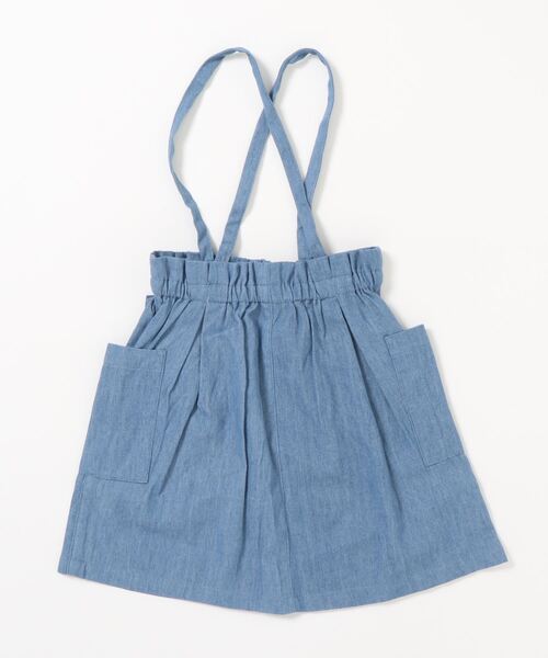 petit main（プティマイン）の「リボンサスペンダースカート（スカート・キッズ・ライトベージュ/サックスブルー・100cm/90cm/110cm/80ｃｍ/120cm/130cm）」の3枚目の写真