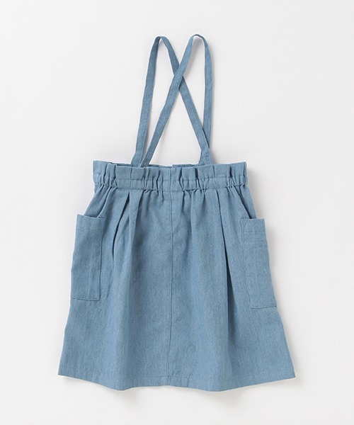 petit main（プティマイン）の「リボンサスペンダースカート（スカート・キッズ・ライトベージュ/サックスブルー・100cm/90cm/110cm/80ｃｍ/120cm/130cm）」の4枚目の写真