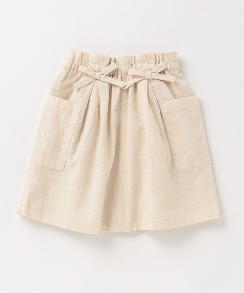 petit main（プティマイン）の「リボンサスペンダースカート（スカート・キッズ・ライトベージュ/サックスブルー・100cm/90cm/110cm/80ｃｍ/120cm/130cm）」の6枚目の写真