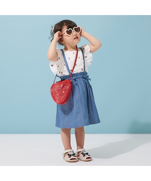 petit main（プティマイン）の「リボンサスペンダースカート（スカート・キッズ・ライトベージュ/サックスブルー・100cm/90cm/110cm/80ｃｍ/120cm/130cm）」の15枚目の写真