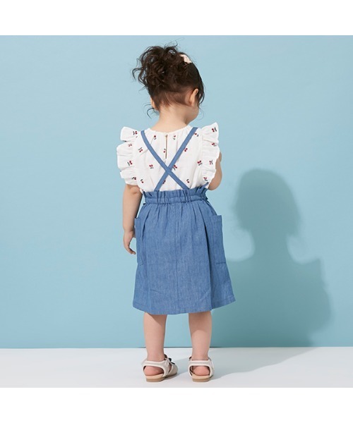 petit main（プティマイン）の「リボンサスペンダースカート（スカート・キッズ・ライトベージュ/サックスブルー・100cm/90cm/110cm/80ｃｍ/120cm/130cm）」の14枚目の写真