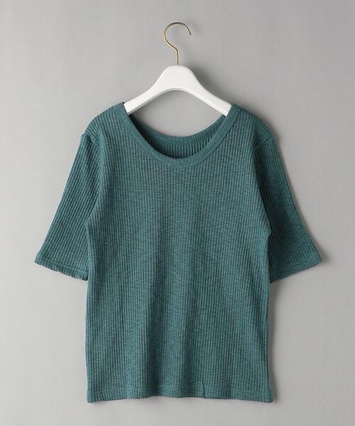 BEAUTY&YOUTH UNITED ARROWS（ビューティーアンドユースユナイテッドアローズ）の「BY スラブリブバックラウンドネックショートスリーブカットソー ◆（Tシャツ/カットソー・レディース・ホワイト/ダークグレー/ケリー・FREE）」の21枚目の写真