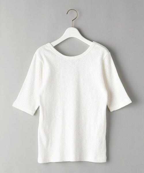 BEAUTY&YOUTH UNITED ARROWS（ビューティーアンドユースユナイテッドアローズ）の「BY スラブリブバックラウンドネックショートスリーブカットソー ◆（Tシャツ/カットソー・レディース・ホワイト/ダークグレー/ケリー・FREE）」の16枚目の写真