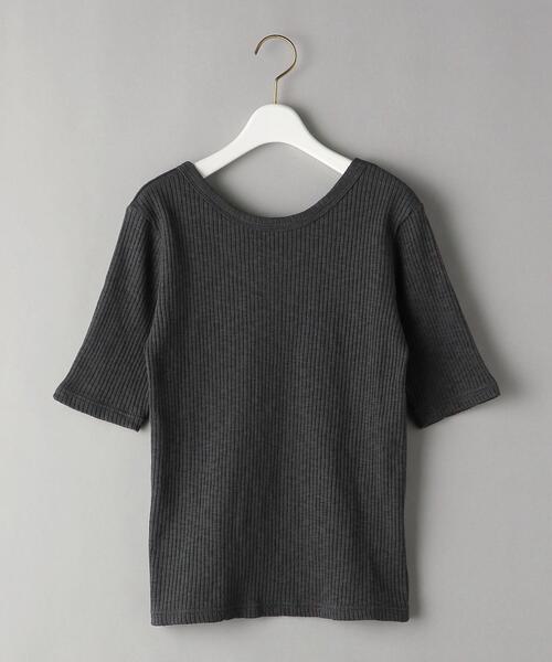 BEAUTY&YOUTH UNITED ARROWS（ビューティーアンドユースユナイテッドアローズ）の「BY スラブリブバックラウンドネックショートスリーブカットソー ◆（Tシャツ/カットソー・レディース・ホワイト/ダークグレー/ケリー・FREE）」の14枚目の写真