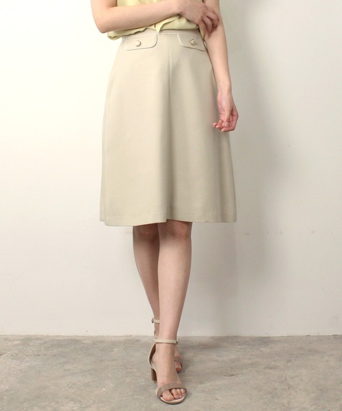 ASTORIA ODIER（アストリアオディール）の「パイピングフラップAラインスカート（スカート・レディース・ネイビー/ベージュ/ピンク/ラベンダー/ブラック/アイボリー/ワイン・MEDIUM/SMALL/X-SMALL/LARGE）」の4枚目の写真