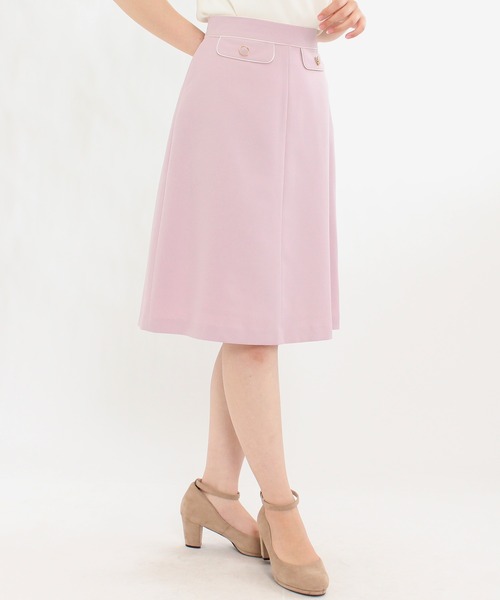 ASTORIA ODIER（アストリアオディール）の「パイピングフラップAラインスカート（スカート・レディース・ネイビー/ベージュ/ピンク/ラベンダー/ブラック/アイボリー/ワイン・MEDIUM/SMALL/X-SMALL/LARGE）」の7枚目の写真