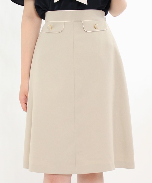 ASTORIA ODIER（アストリアオディール）の「パイピングフラップAラインスカート（スカート・レディース・ネイビー/ベージュ/ピンク/ラベンダー/ブラック/アイボリー/ワイン・MEDIUM/SMALL/X-SMALL/LARGE）」の15枚目の写真