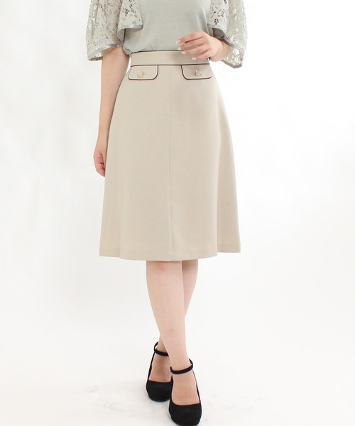 ASTORIA ODIER（アストリアオディール）の「パイピングフラップAラインスカート（スカート・レディース・ネイビー/ベージュ/ピンク/ラベンダー/ブラック/アイボリー/ワイン・MEDIUM/SMALL/X-SMALL/LARGE）」の12枚目の写真