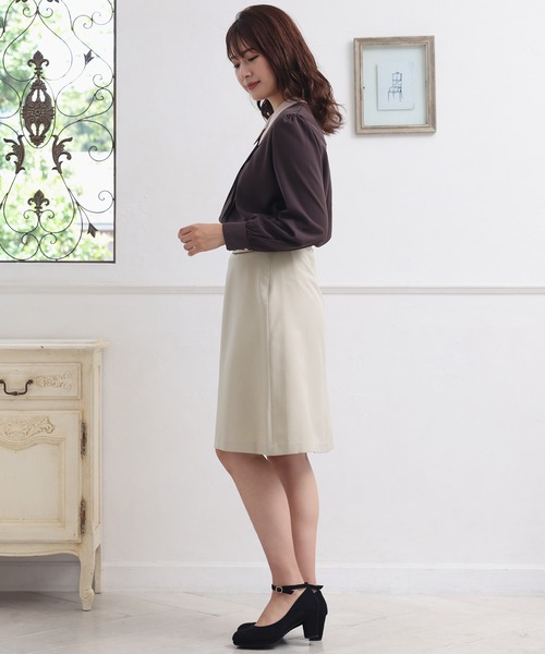 ASTORIA ODIER（アストリアオディール）の「パイピングフラップAラインスカート（スカート・レディース・ネイビー/ベージュ/ピンク/ラベンダー/ブラック/アイボリー/ワイン・MEDIUM/SMALL/X-SMALL/LARGE）」の10枚目の写真