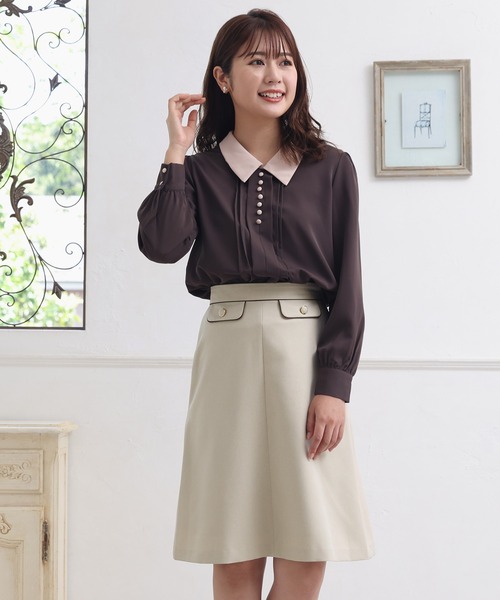 ASTORIA ODIER（アストリアオディール）の「パイピングフラップAラインスカート（スカート・レディース・ネイビー/ベージュ/ピンク/ラベンダー/ブラック/アイボリー/ワイン・MEDIUM/SMALL/X-SMALL/LARGE）」の11枚目の写真