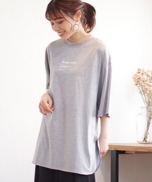 MATCH&more(マッチアンドモア)の「オーバーサイズプリントTシャツ(Tシャツ/カットソー・レディース・ホワイト/ブラック/ベージュ/グレー/カーキ/ミント・FREE)」の3枚目の写真