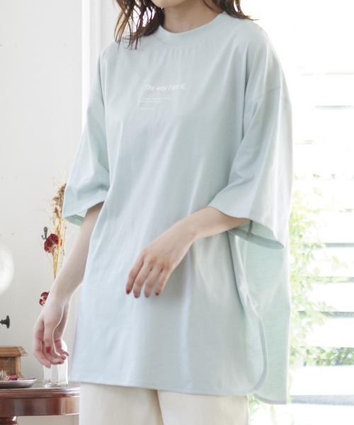 MATCH&more(マッチアンドモア)の「オーバーサイズプリントTシャツ(Tシャツ/カットソー・レディース・ホワイト/ブラック/ベージュ/グレー/カーキ/ミント・FREE)」の6枚目の写真