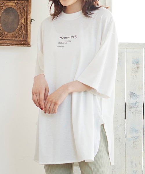 MATCH&more(マッチアンドモア)の「オーバーサイズプリントTシャツ(Tシャツ/カットソー・レディース・ホワイト/ブラック/ベージュ/グレー/カーキ/ミント・FREE)」の7枚目の写真