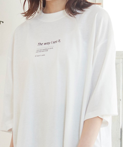 MATCH&more(マッチアンドモア)の「オーバーサイズプリントTシャツ(Tシャツ/カットソー・レディース・ホワイト/ブラック/ベージュ/グレー/カーキ/ミント・FREE)」の8枚目の写真