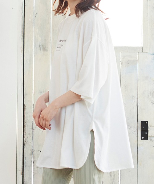 MATCH&more(マッチアンドモア)の「オーバーサイズプリントTシャツ(Tシャツ/カットソー・レディース・ホワイト/ブラック/ベージュ/グレー/カーキ/ミント・FREE)」の9枚目の写真