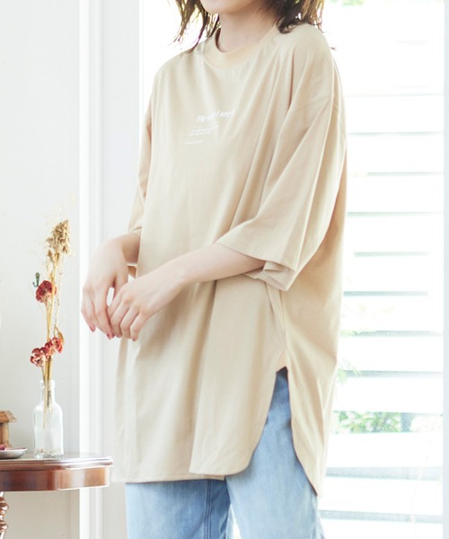 MATCH&more(マッチアンドモア)の「オーバーサイズプリントTシャツ(Tシャツ/カットソー・レディース・ホワイト/ブラック/ベージュ/グレー/カーキ/ミント・FREE)」の10枚目の写真