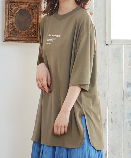 MATCH&more(マッチアンドモア)の「オーバーサイズプリントTシャツ(Tシャツ/カットソー・レディース・ホワイト/ブラック/ベージュ/グレー/カーキ/ミント・FREE)」の12枚目の写真