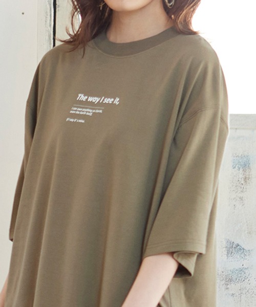 MATCH&more(マッチアンドモア)の「オーバーサイズプリントTシャツ(Tシャツ/カットソー・レディース・ホワイト/ブラック/ベージュ/グレー/カーキ/ミント・FREE)」の13枚目の写真