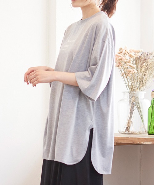 MATCH&more(マッチアンドモア)の「オーバーサイズプリントTシャツ(Tシャツ/カットソー・レディース・ホワイト/ブラック/ベージュ/グレー/カーキ/ミント・FREE)」の17枚目の写真