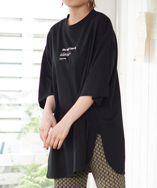 MATCH&more(マッチアンドモア)の「オーバーサイズプリントTシャツ(Tシャツ/カットソー・レディース・ホワイト/ブラック/ベージュ/グレー/カーキ/ミント・FREE)」の18枚目の写真