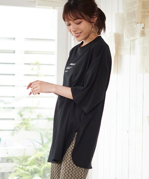 MATCH&more(マッチアンドモア)の「オーバーサイズプリントTシャツ(Tシャツ/カットソー・レディース・ホワイト/ブラック/ベージュ/グレー/カーキ/ミント・FREE)」の20枚目の写真