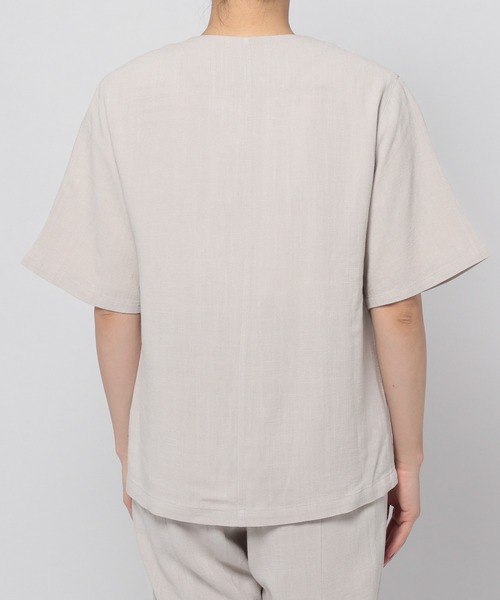 GLOBAL WORK（グローバルワーク）の「リネンコンノーカラー半袖ジャケット【MATINEE LINE】/948017（ノーカラージャケット・レディース・アイボリー/グリーン系その他/ブラック・MEDIUM/LARGE）」の9枚目の写真