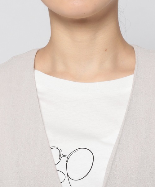 GLOBAL WORK（グローバルワーク）の「リネンコンノーカラー半袖ジャケット【MATINEE LINE】/948017（ノーカラージャケット・レディース・アイボリー/グリーン系その他/ブラック・MEDIUM/LARGE）」の10枚目の写真