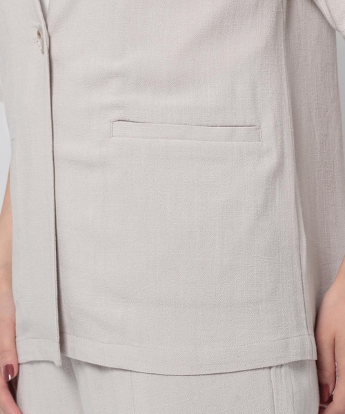 GLOBAL WORK（グローバルワーク）の「リネンコンノーカラー半袖ジャケット【MATINEE LINE】/948017（ノーカラージャケット・レディース・アイボリー/グリーン系その他/ブラック・MEDIUM/LARGE）」の13枚目の写真
