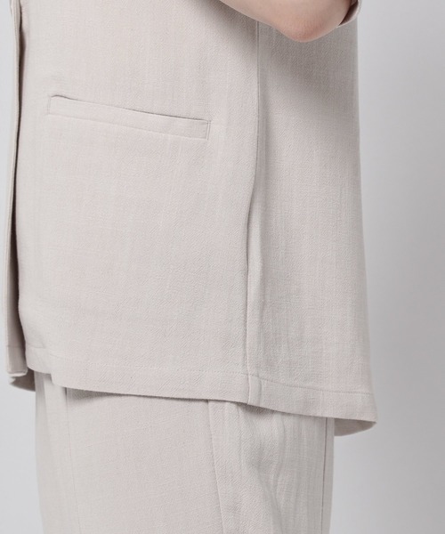 GLOBAL WORK（グローバルワーク）の「リネンコンノーカラー半袖ジャケット【MATINEE LINE】/948017（ノーカラージャケット・レディース・アイボリー/グリーン系その他/ブラック・MEDIUM/LARGE）」の14枚目の写真