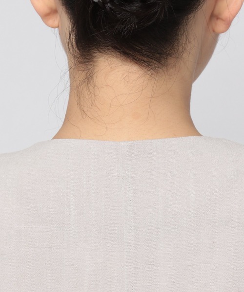 GLOBAL WORK（グローバルワーク）の「リネンコンノーカラー半袖ジャケット【MATINEE LINE】/948017（ノーカラージャケット・レディース・アイボリー/グリーン系その他/ブラック・MEDIUM/LARGE）」の15枚目の写真