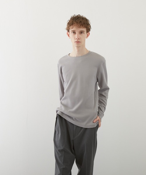 VIBGYOR(ヴィブジョー)の「【VIBGYOR BY AS】ワッフルクルーネックT(BL)(Tシャツ/カットソー・メンズ・ホワイト/ブラック/ベージュ/ネイビー/カーキ/ピンク系その他/グレー・MEDIUM/LARGE/X-LARGE)」の3枚目の写真