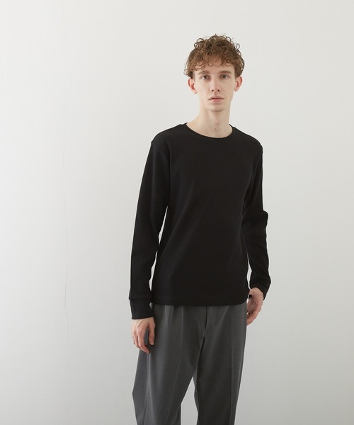 VIBGYOR(ヴィブジョー)の「【VIBGYOR BY AS】ワッフルクルーネックT(BL)(Tシャツ/カットソー・メンズ・ホワイト/ブラック/ベージュ/ネイビー/カーキ/ピンク系その他/グレー・MEDIUM/LARGE/X-LARGE)」の1枚目の写真