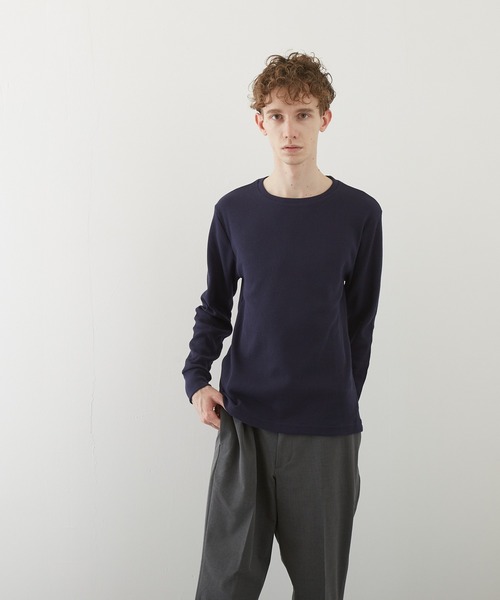 VIBGYOR(ヴィブジョー)の「【VIBGYOR BY AS】ワッフルクルーネックT(BL)(Tシャツ/カットソー・メンズ・ホワイト/ブラック/ベージュ/ネイビー/カーキ/ピンク系その他/グレー・MEDIUM/LARGE/X-LARGE)」の9枚目の写真