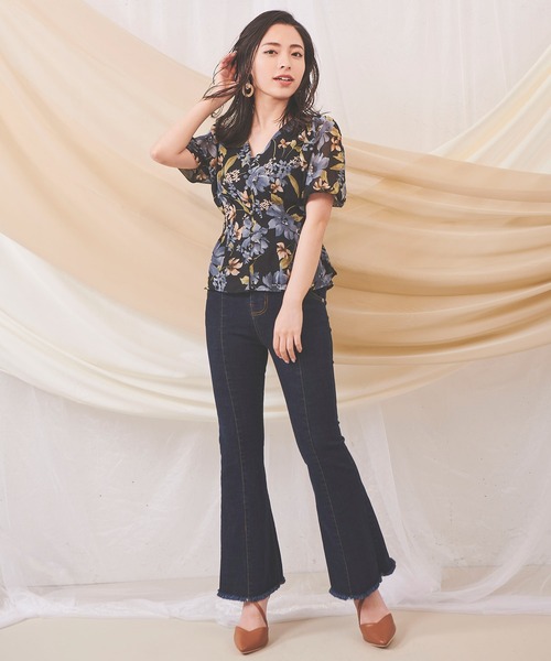 ROYAL PARTY ハイウエストフレアデニムパンツ 美品 ROYAL PARTY ハイウエストフレアデニムパンツ 美品