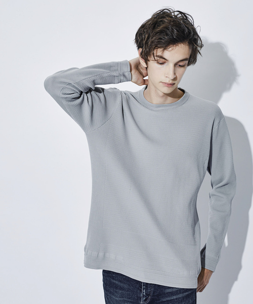 5351 POUR LES HOMMES(ゴーサンゴーイチプールオム)の「ワッフル クルーネック ニット(ニット/セーター・メンズ・ホワイト/グレー/ブラック・44/46/48/50)」の3枚目の写真