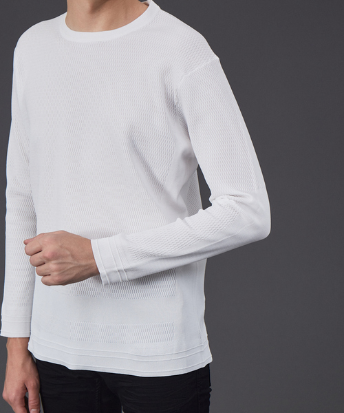 5351 POUR LES HOMMES(ゴーサンゴーイチプールオム)の「ワッフル クルーネック ニット(ニット/セーター・メンズ・ホワイト/グレー/ブラック・44/46/48/50)」の15枚目の写真